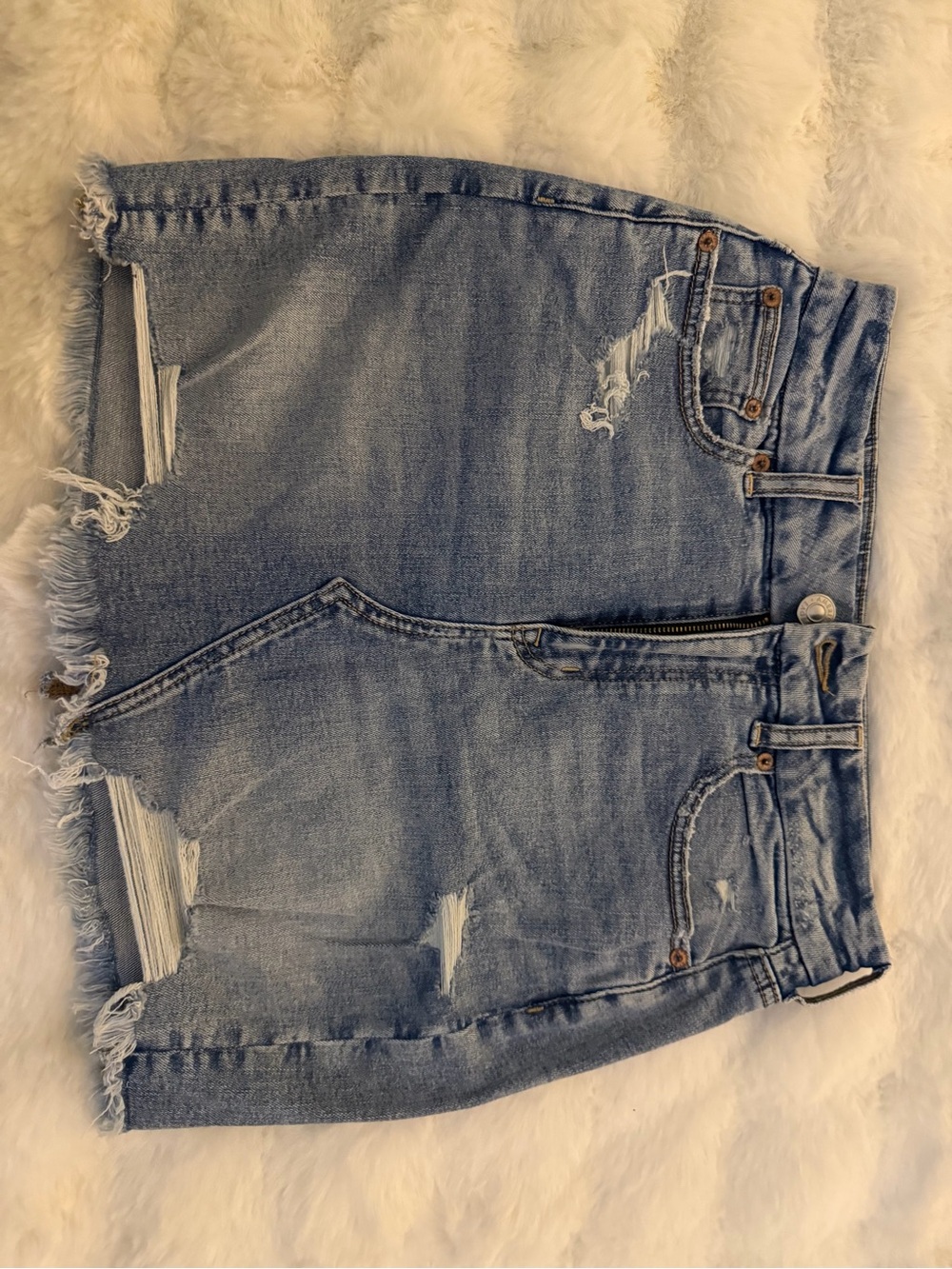 American Eagle Outfitters Medium Blue Denim Skirt with Zip Front